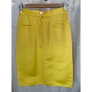 Salvatore Ferragamo Vintage Y2K ‎ Yellow Cotton Rayon Pencil Skirt Made in Italy